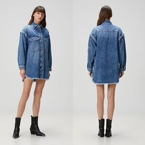 NWT New $269 AllSaints Faye Blue Oversized Denim Dress In Mid Indigo Size M